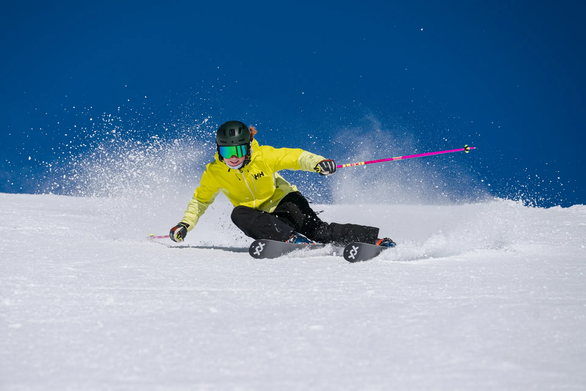 Aggressive carving in yellow jacket